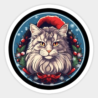 Maine Coon Cat Xmas, Love Cats Sticker